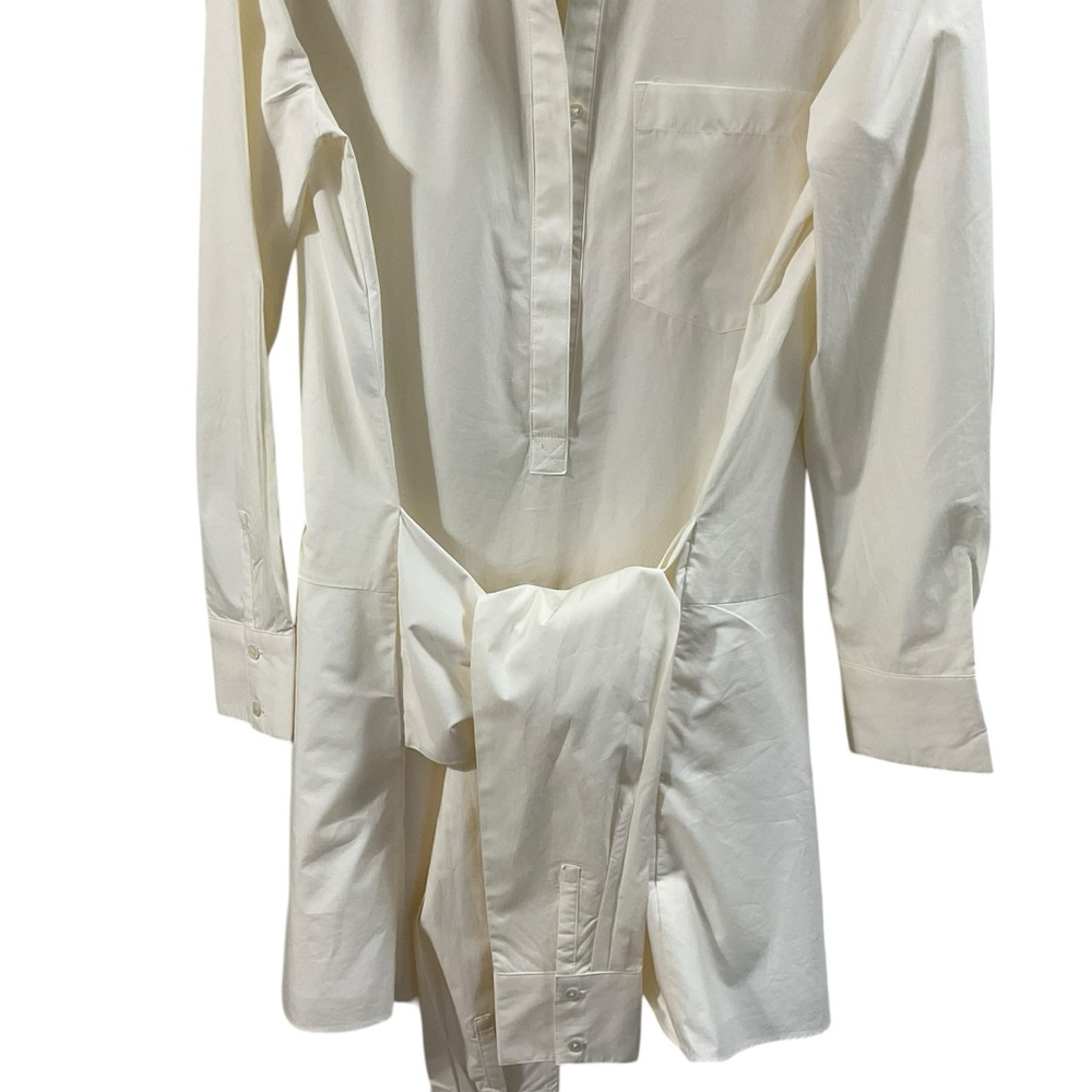 Derek Lam 10 Crosby White Tie-Front Shirt Dress | Peplum Hem ,Chic Minimalist LG - Picture 9 of 16